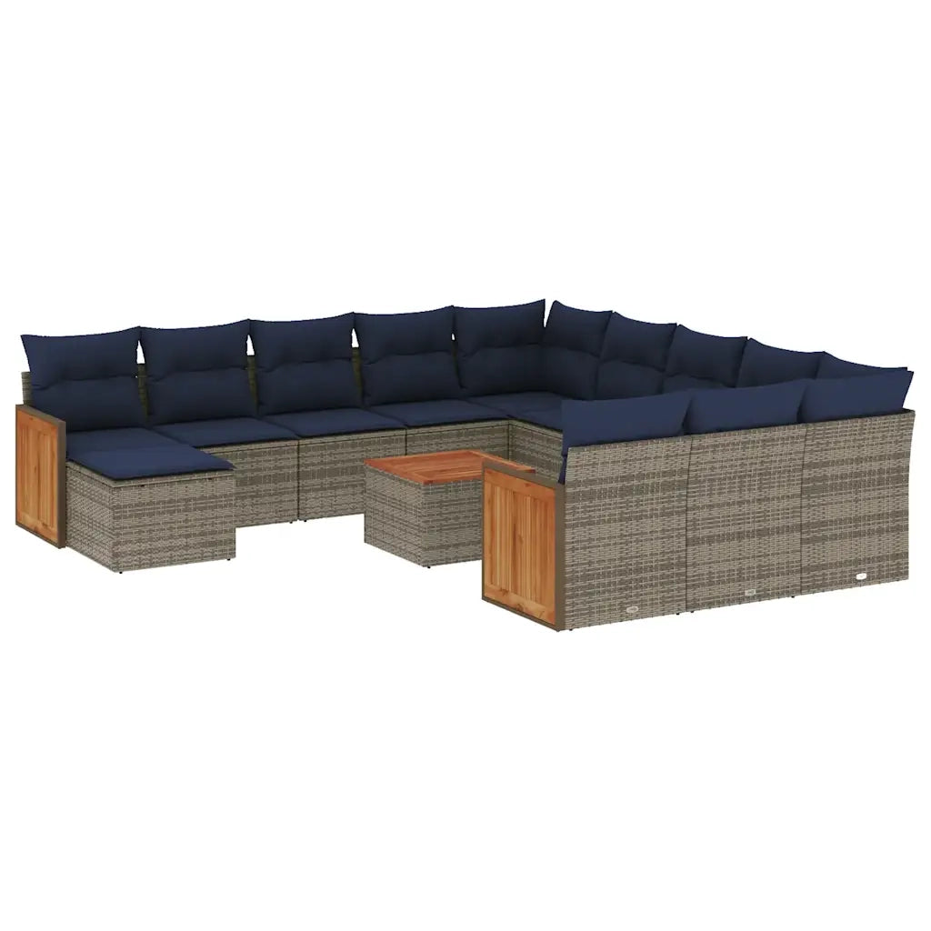 Set Divani da Giardino 13 pz con Cuscini Grigio in Polyrattan 3228273
