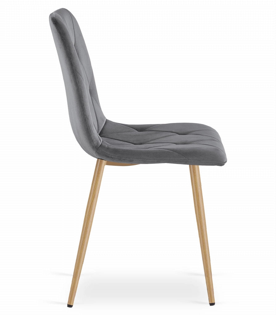 Sedia Valora TYRA in velluto grigio scuro con gambe in legno