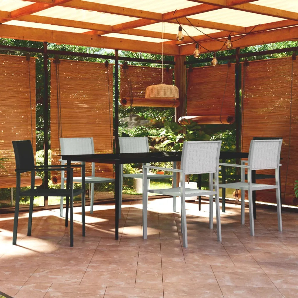 Set Mobili da Pranzo da Giardino 7 pz Bianco e Nero 3099279