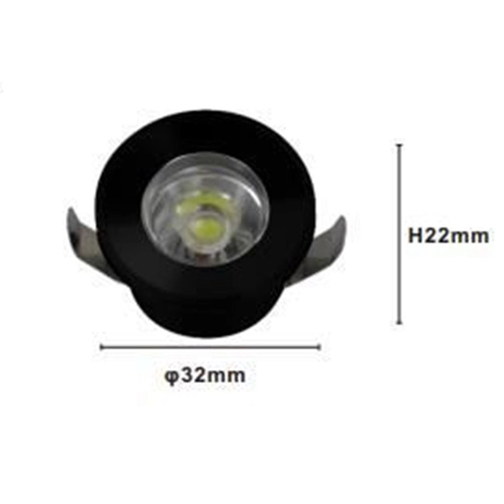 Trade Shop - Faretto 1w Led Incasso A Soffitto Ip20 Nero Mini Spot Segnapassi Luce Calda 00304         