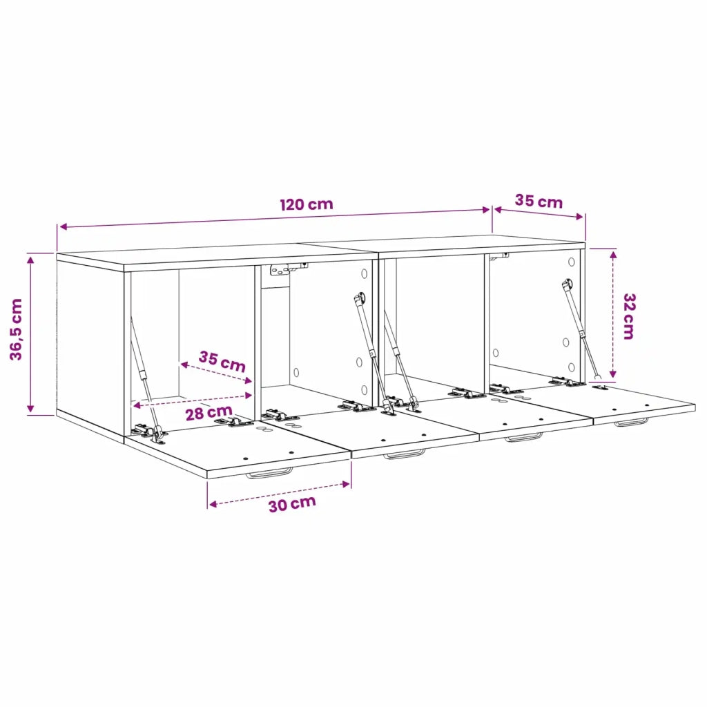 Armadietto a muro 2 pz 120 x 36,5 x 35 cm Legno ingegnerizzato 3445759