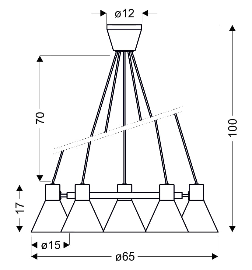 Lampadario Candellux More 35-71163 5xE27 nero oro metallo