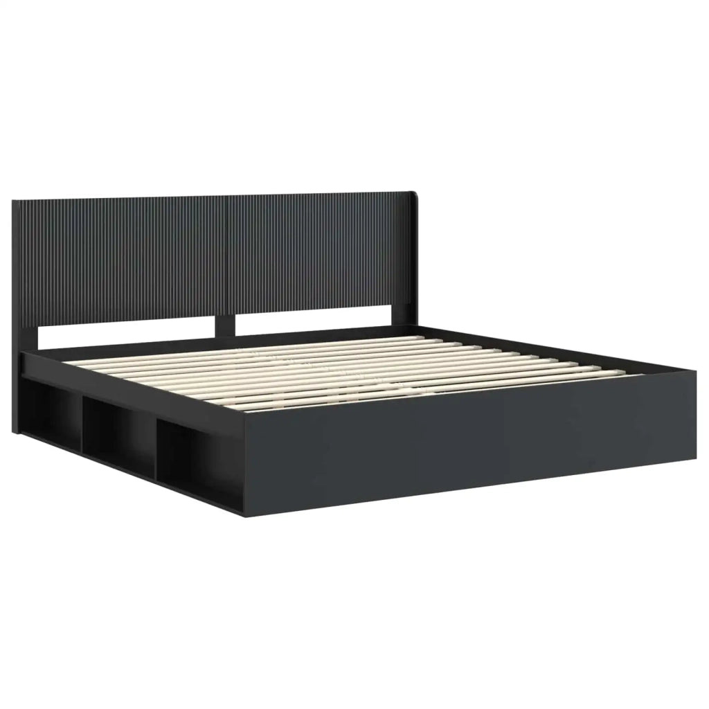 Struttura del letto con stoccaggio e testata-Giroletto con contenitore Nero 180 x 200 cm 271793