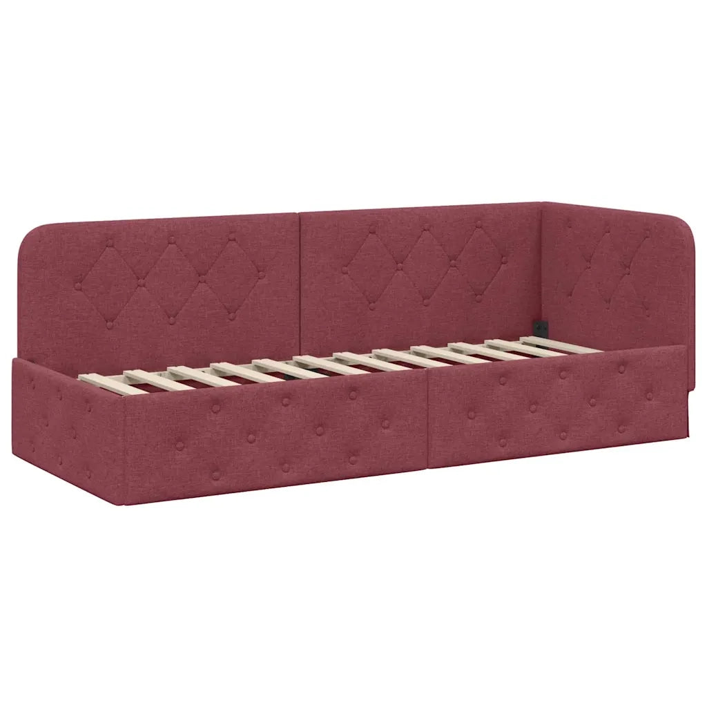 Cornice del letto ad angolo Rosso Vino 80 x 200 cm Tessuto