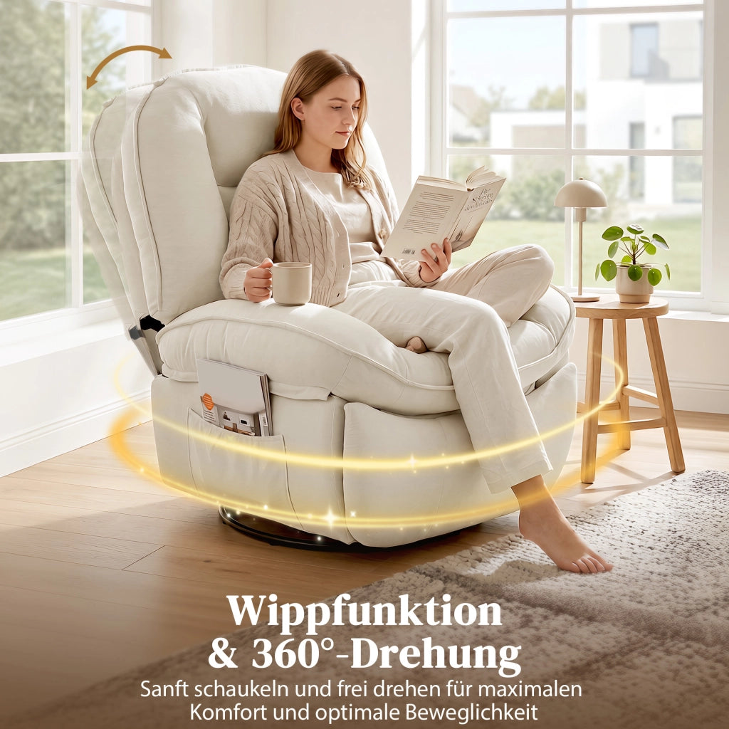 Poltrona Relax Girevole e Dondolo ¨C Zephmum ¨C Crema