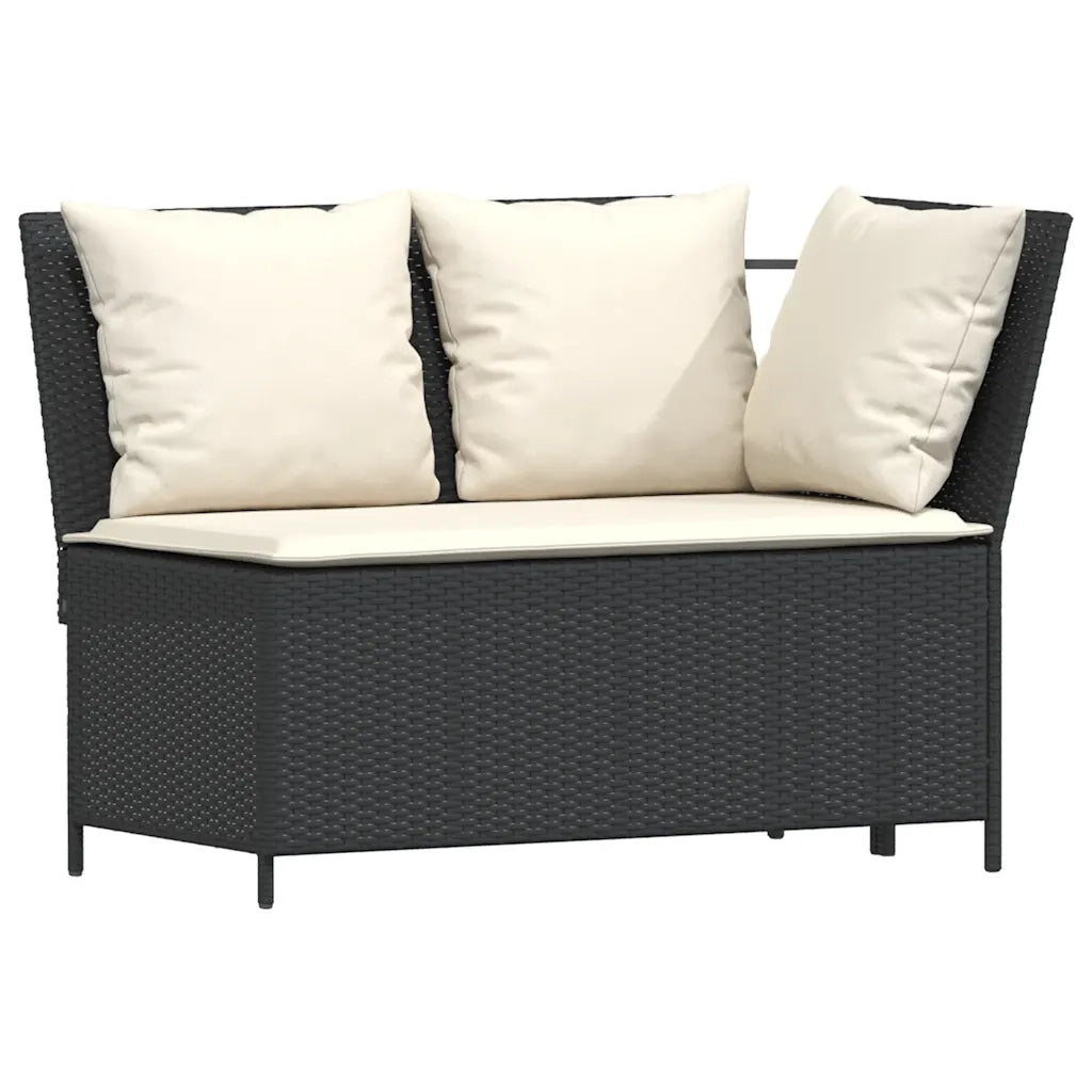Set da Pranzo da Giardino 4 pz con Cuscini Nero in Polyrattan 4104131