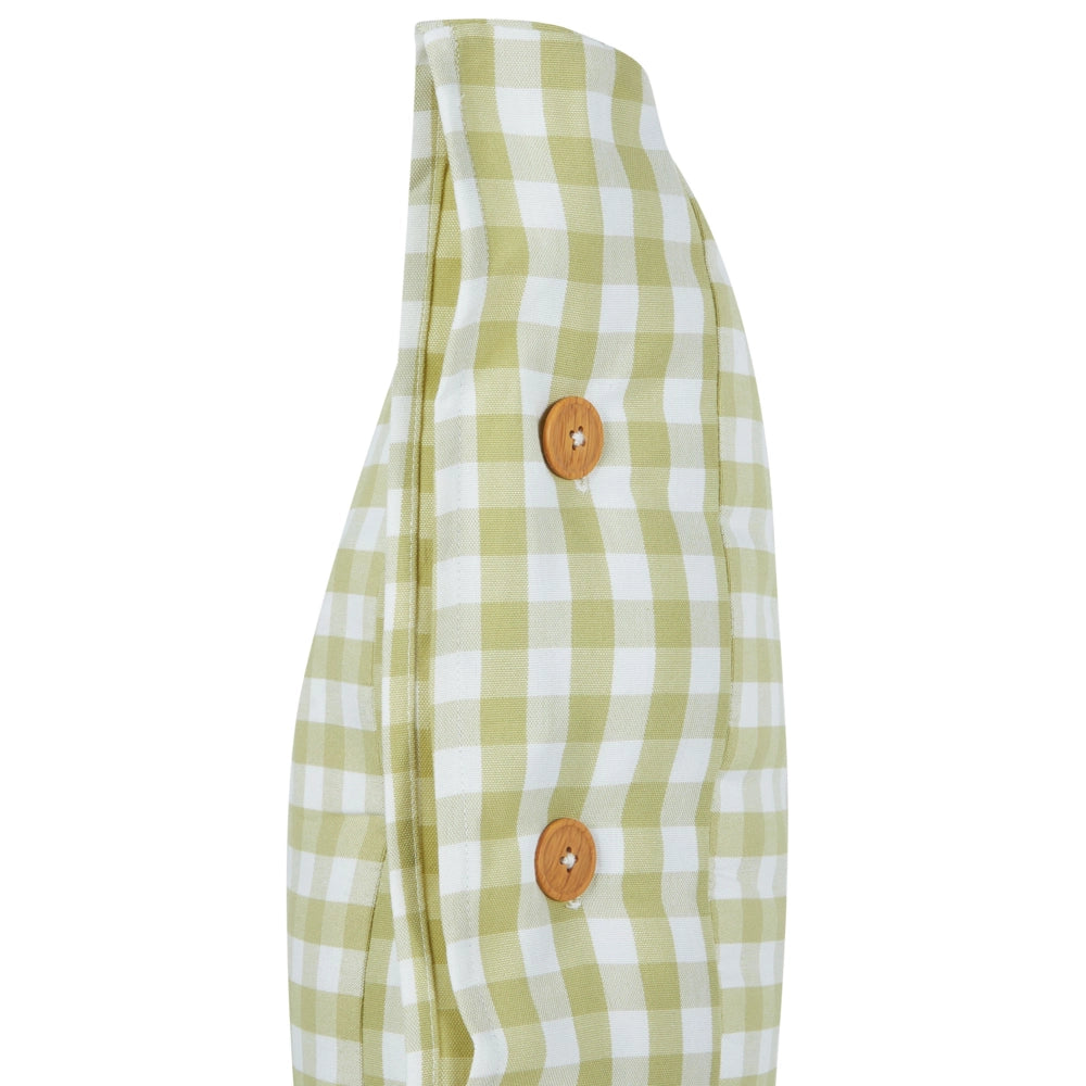 Set di 2 cuscini decorativi a quadretti verde oliva e bianco con bottoni 45 x 45 cm soggiorno camera da letto