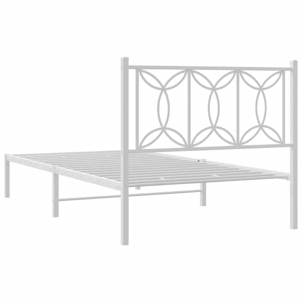Giroletto con Testiera Metallo Bianco 100x190 cm 376171