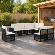 Set Divano da Giardino 8 pz Nero e Bianco Crema polyrattan 3435139