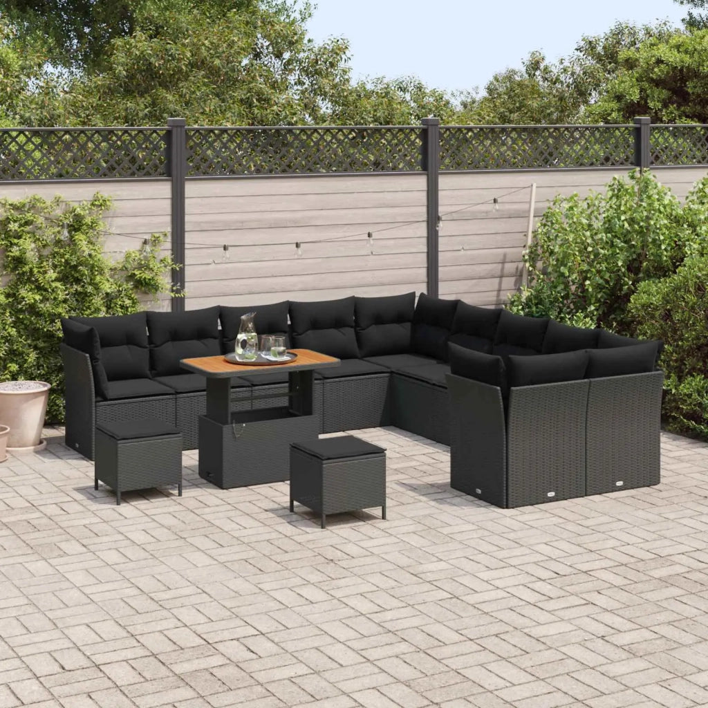 Set Divano da Giardino 13 pcs Nero polyrattan 3361544
