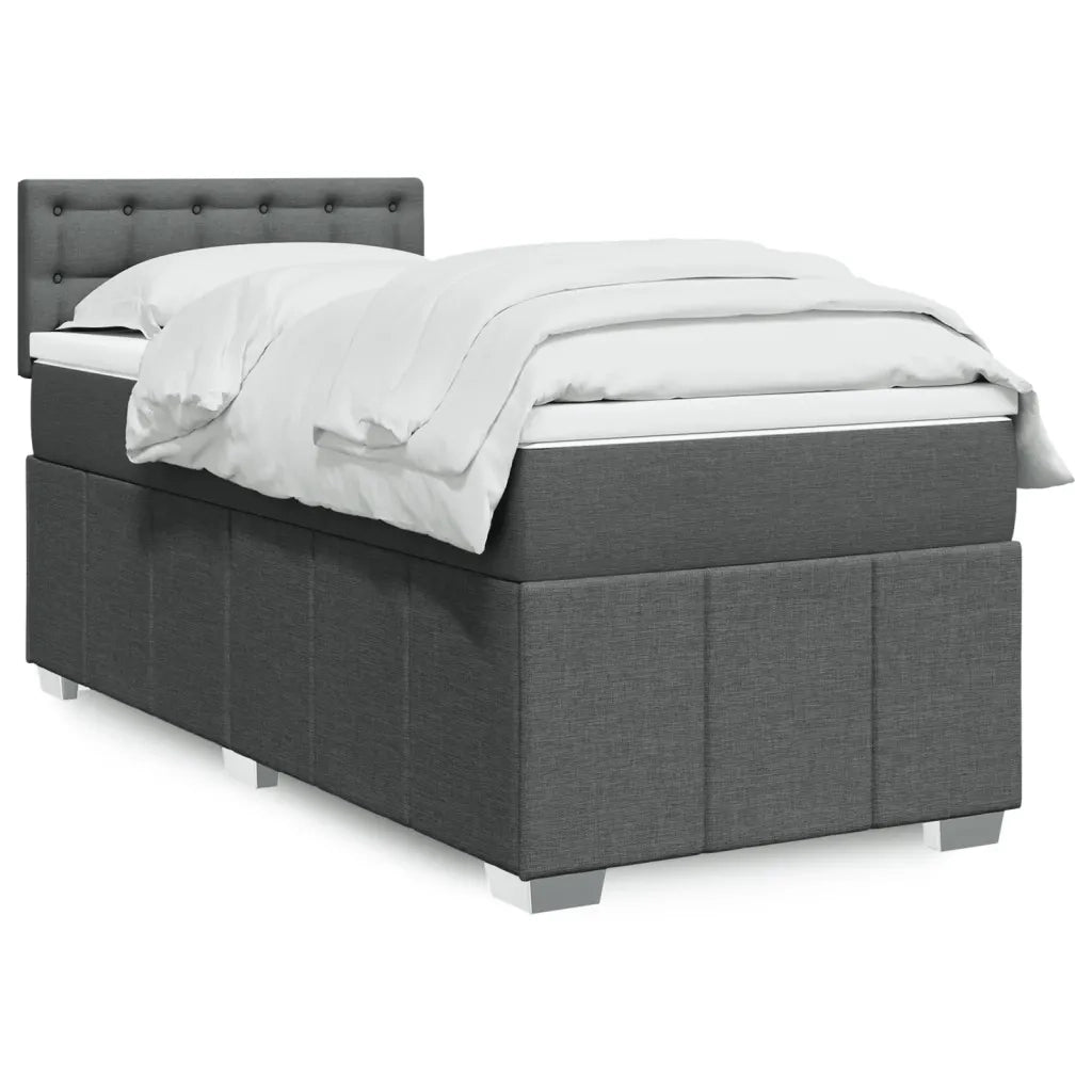 Giroletto a Molle con Materasso-Struttura Letto Grigio Scuro 80x200 cm Tessuto 201528