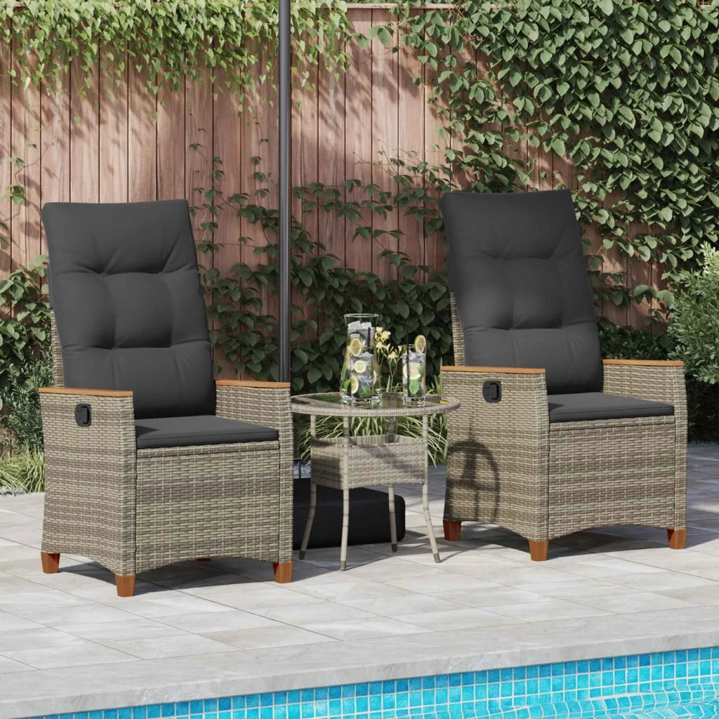 Sedia da giardino reclinabile Grigio e Grigio Scuro polyrattan 42026865