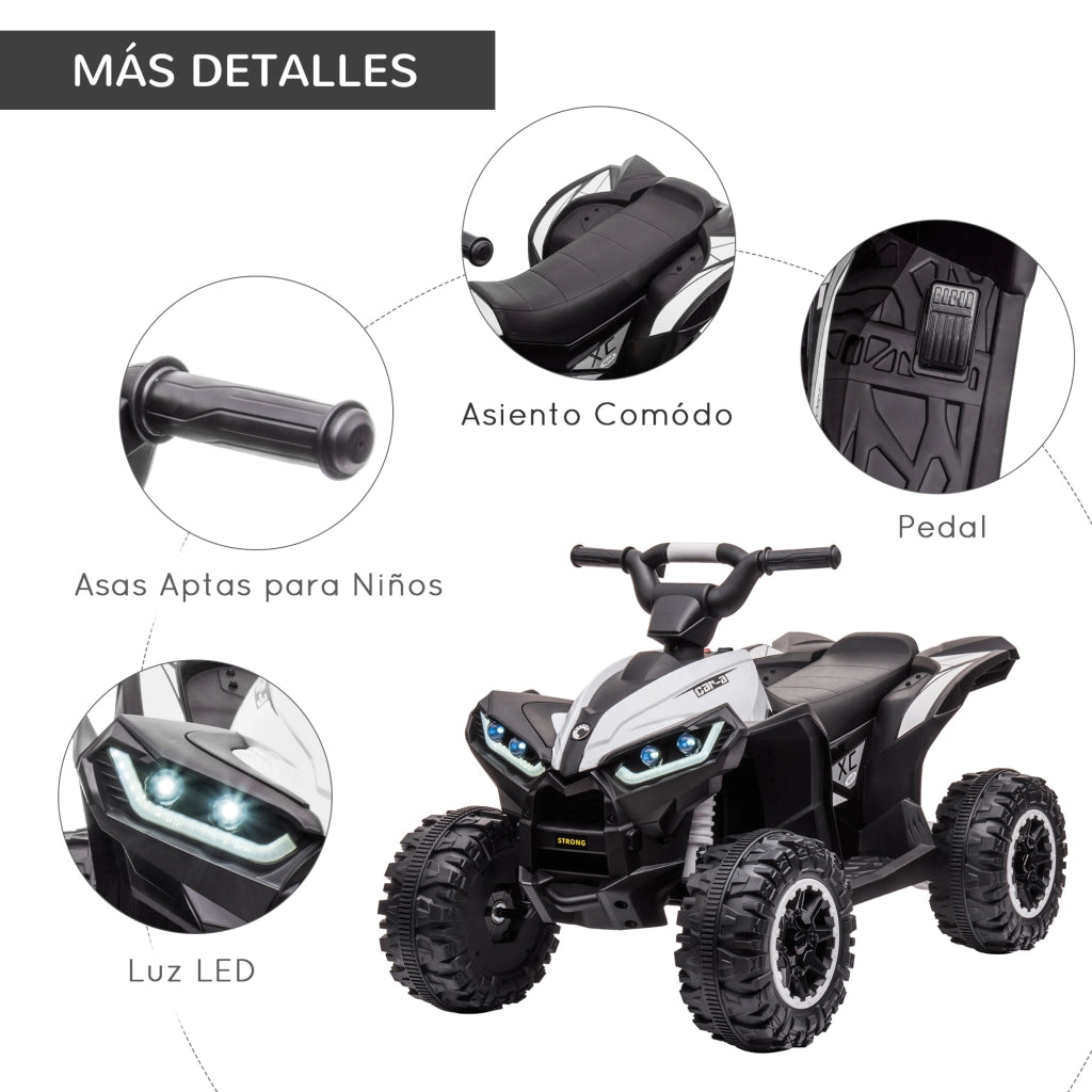Quad Elettrico per Bambini 3-5 Anni ¨C Minimal ¨C 83x53x55.5 cm, Nero e Bianco
