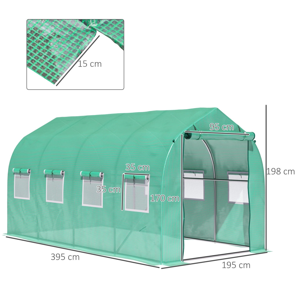 Serra Tunnel 4x2x2 m con 8 Finestre e Porta ¨C Minimal ¨C Verde