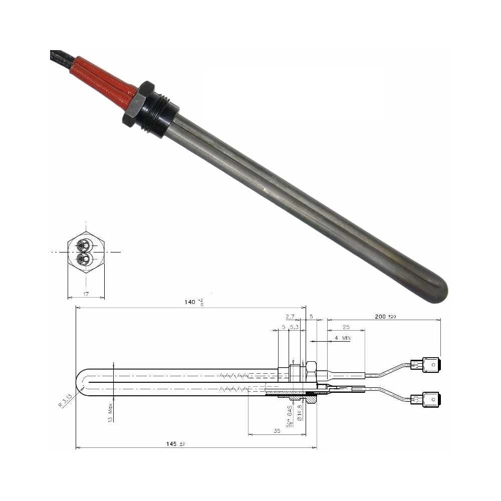 RESISTENZA CANDELETTA ACCENSIONE STUFA A PELLET PALLADIO - 250 WATT L.145MM - UNIVERSALE