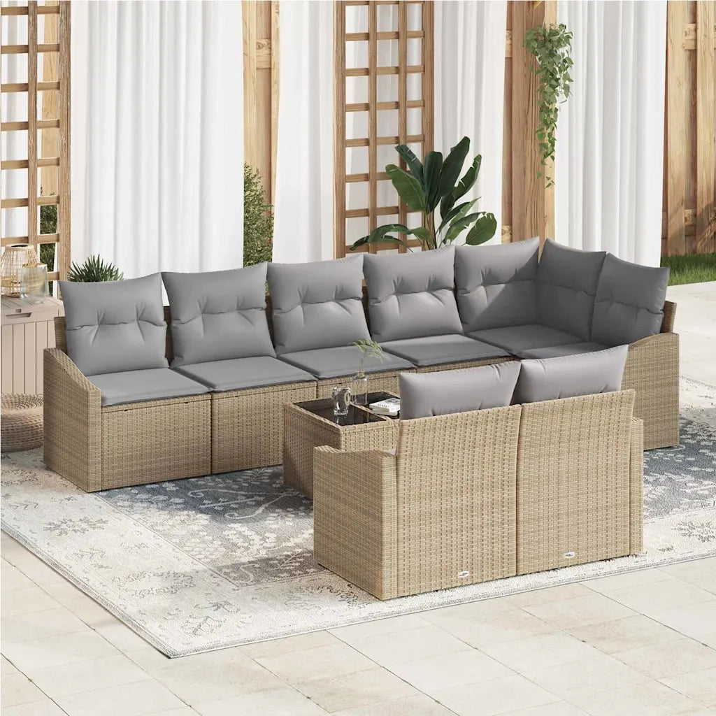 Set di divani con cuscino 9 pcs Beige polyrattan 3346780