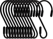 S-haak con coppe in gomma - set da 12 - nero - metallo - 8 cm