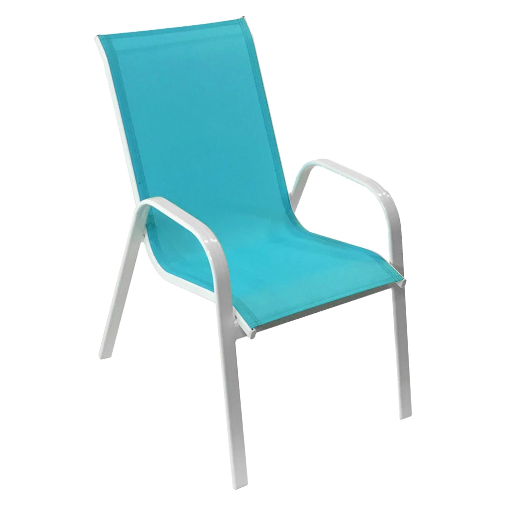 Set di 4 sedie MARBELLA in textilene blu - alluminio bianco