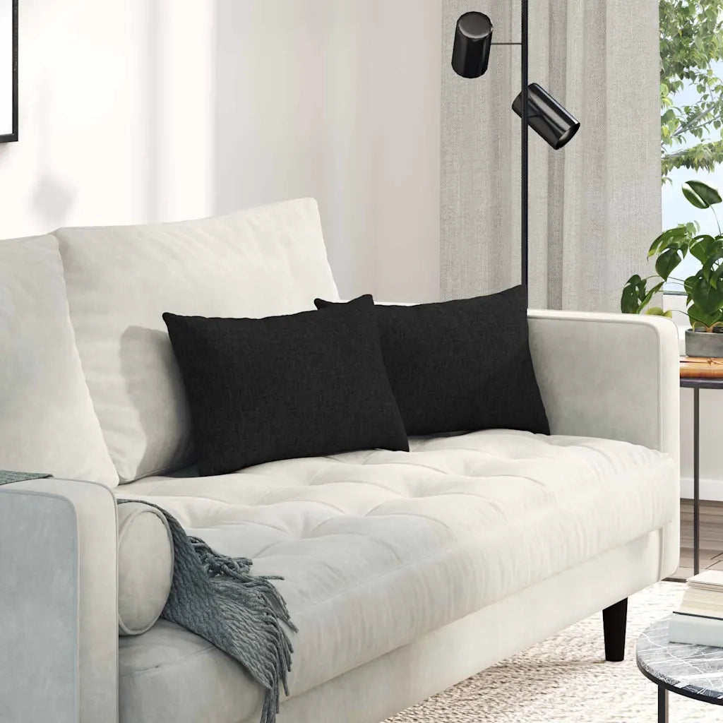 Cuscini da Divano 2 pz-Set di 2 Cuscini per Sofa Nero 50 x 30 cm Tessuto 150979