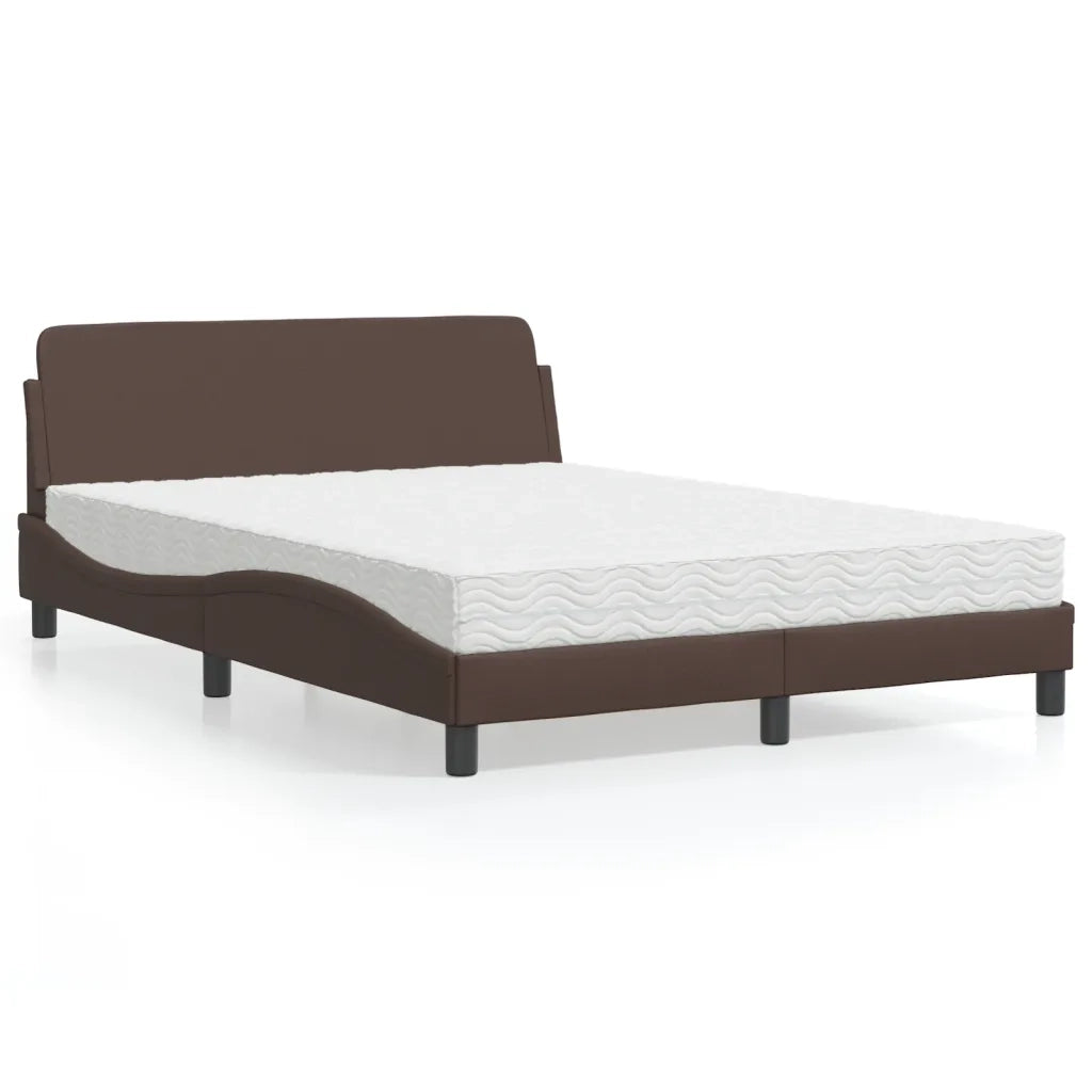 Letto con Materasso Dover Marrone 140x190cm in Similpelle