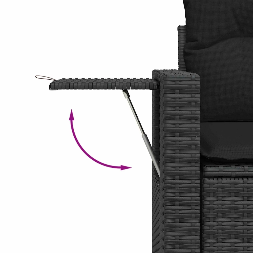Set Divano da Giardino con cuscino 11 pcs Nero Poly Rattan 3361719