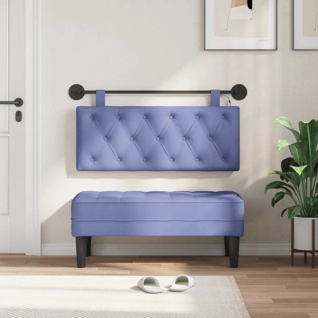 Testiera | Testata sospesa Con luce LED Blu jeans Tessuto