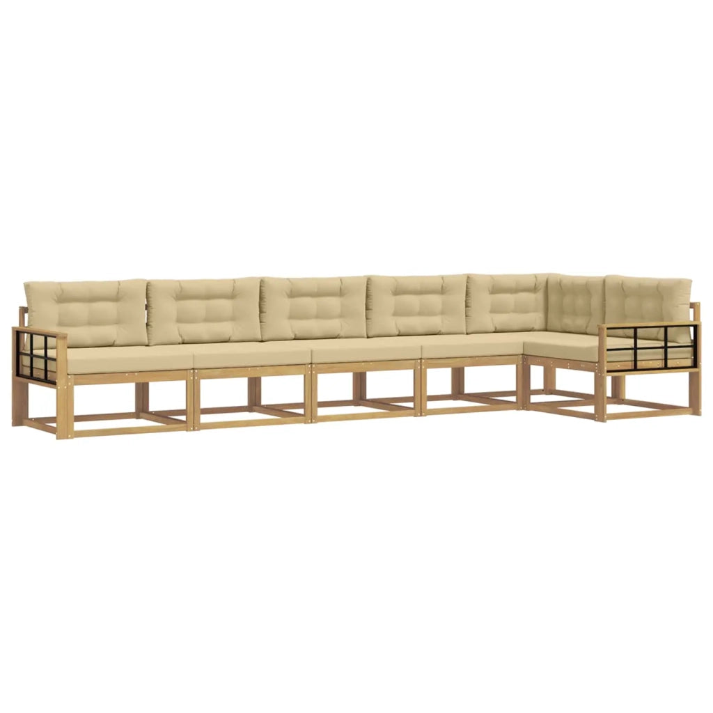 Set di divani da esterno 4 pz Bianco e Beige Poliestere 3386527