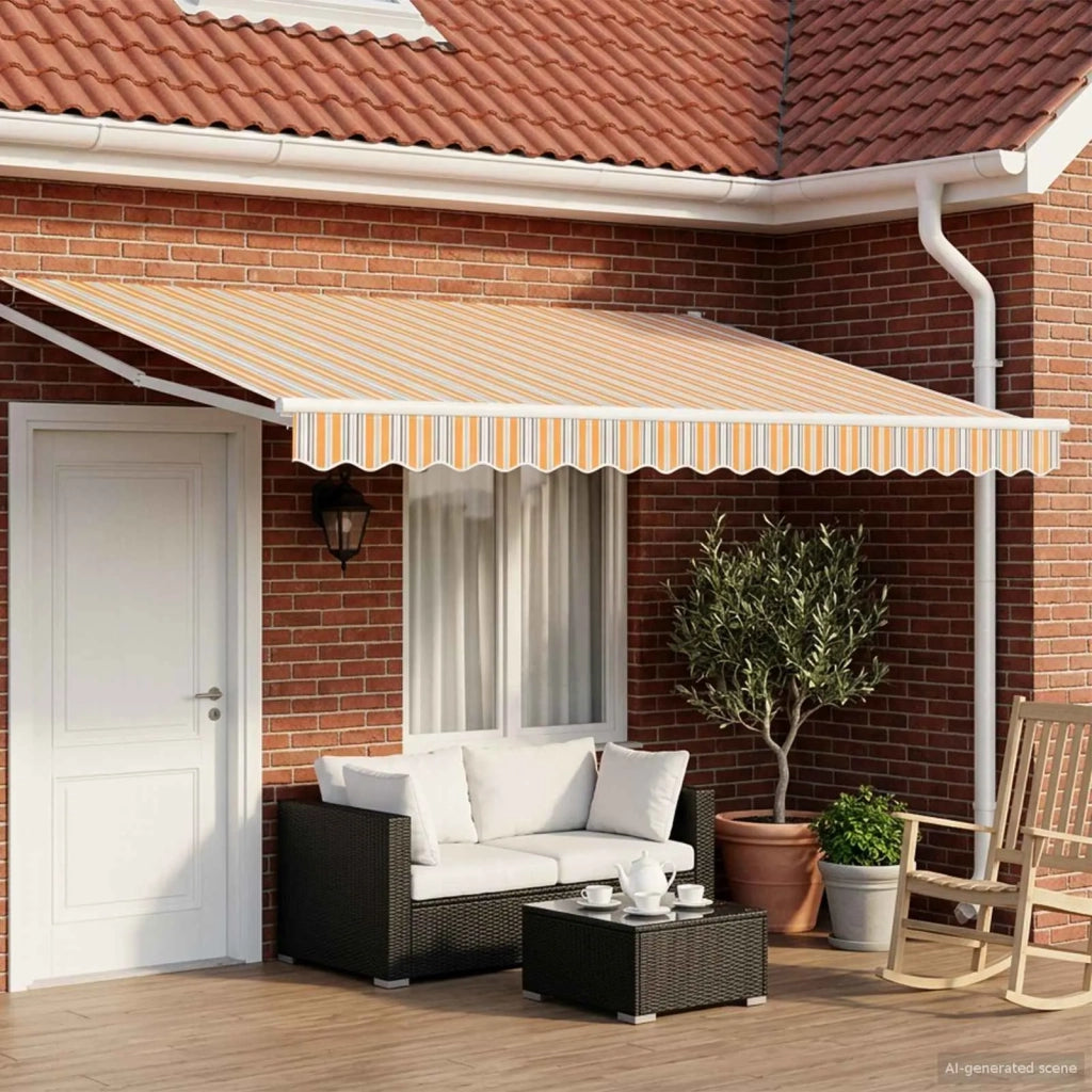 Tenda retrattile manuale con LED Blu, Arancione, Bianco 4 × 3 m 3419294