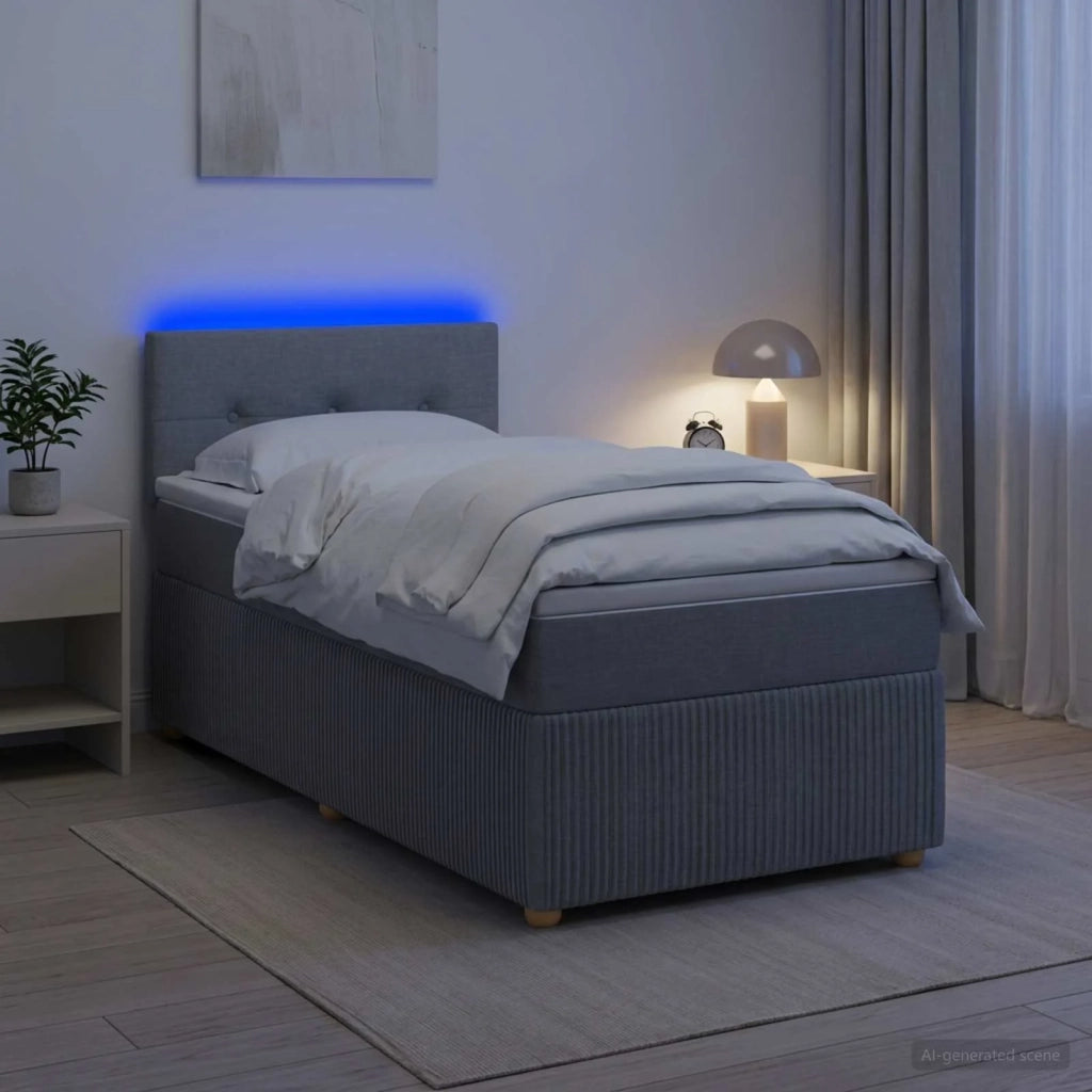 Letto box spring con materasso Grigio Chiaro 90 x 190 cm 3452820