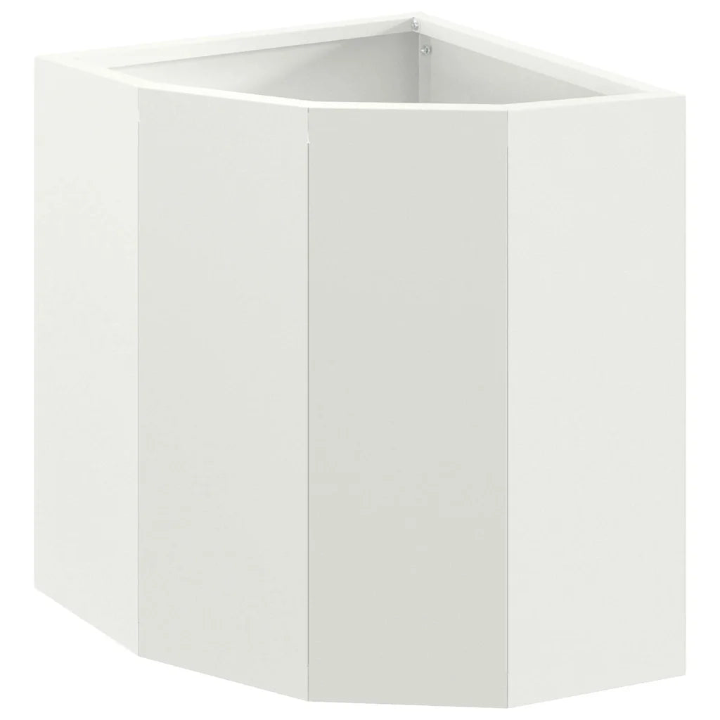 Vaso d'angolo-Fioriera-Contenitore per Piante Bianco 30 x 30 x 35 cm Acciaio