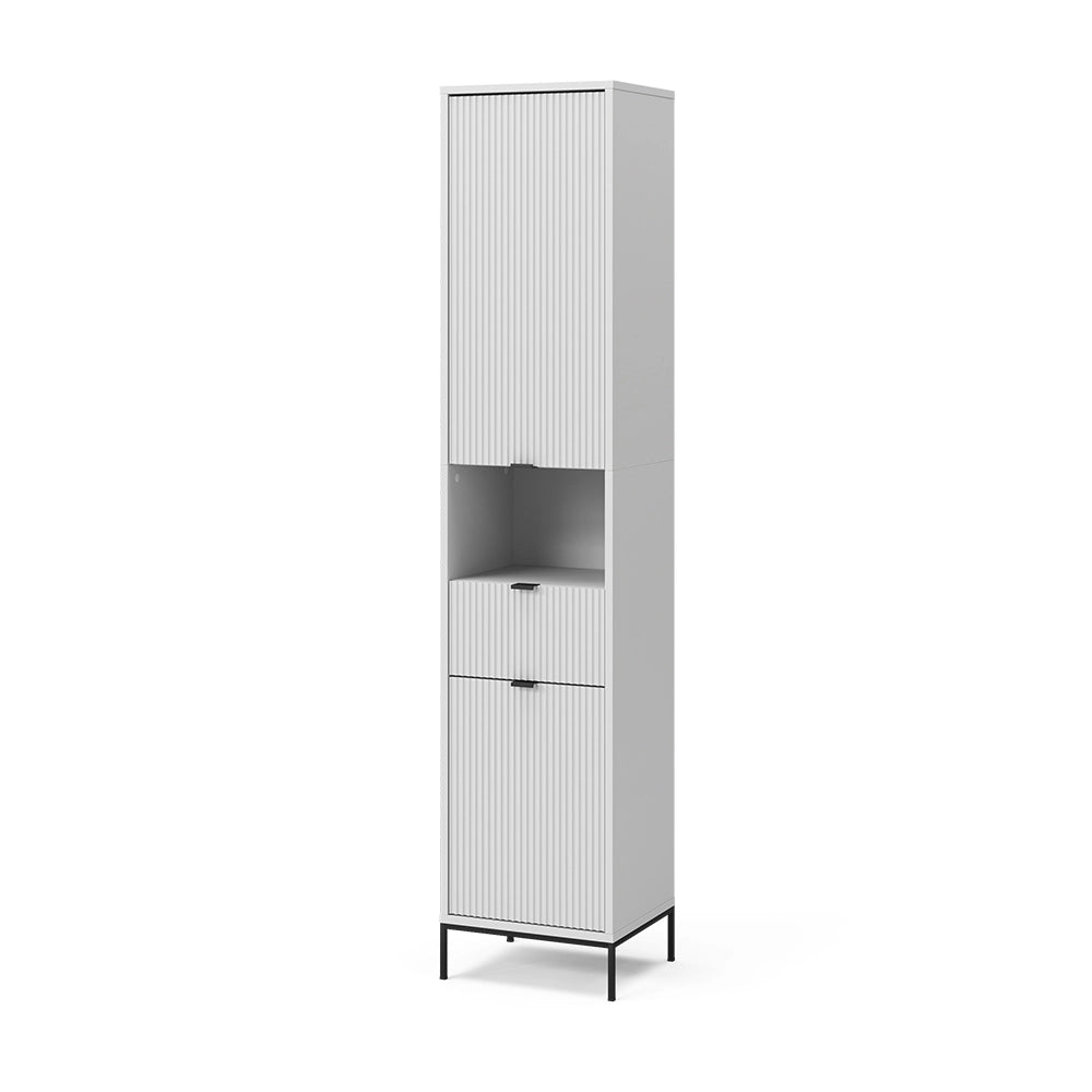 Vicco Mobiletto da bagno Bianco 40 x 190 cm con ante e cassetto