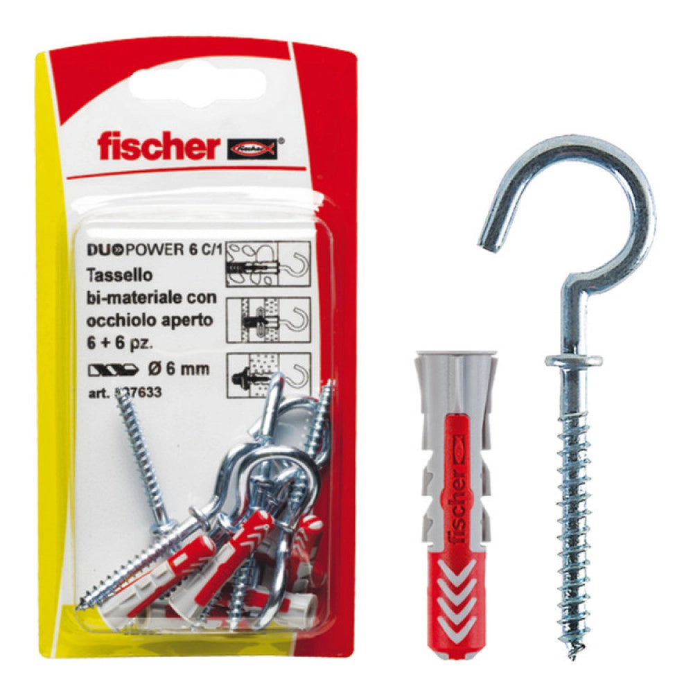 TASSELLO 'DUOPOWER' CON OCCHIOLO APERTO 6/1 - Ø 6x30 mm - 25 pezzi- FISCHER
