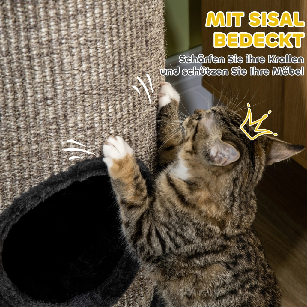 Tiragraffi a torre con 3 livelli e superficie in sisal ¨C Minimal ¨C Grigio 38x38x70 cm