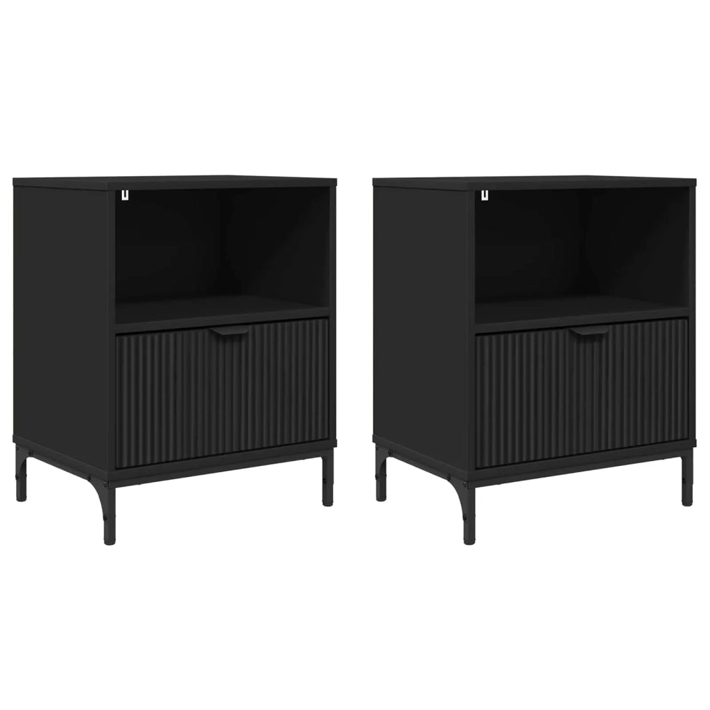 Armadio da Notte 2 pcs Nero 49 x 36 x 61 cm Legno multistrato 883477