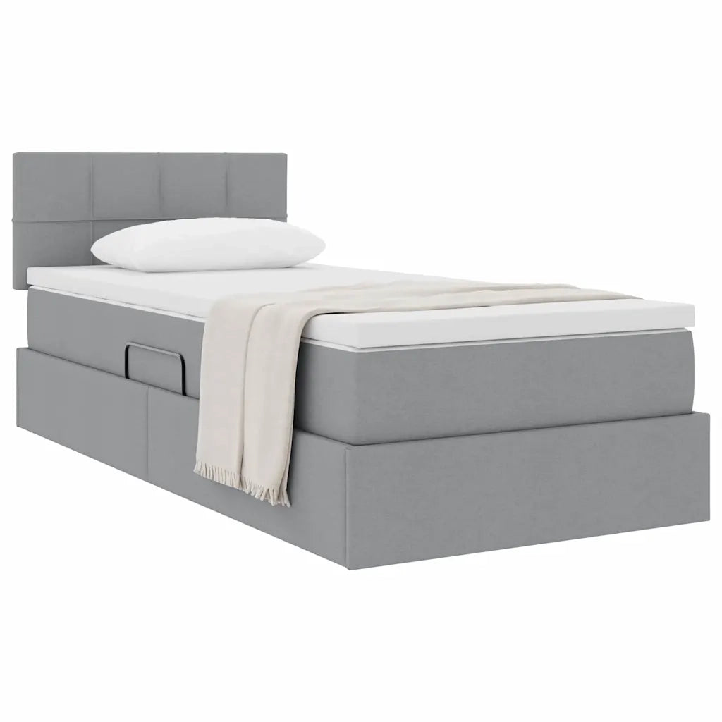 Letto con contenitore e materasso Grigio chiaro 100 x 200 cm 3370488
