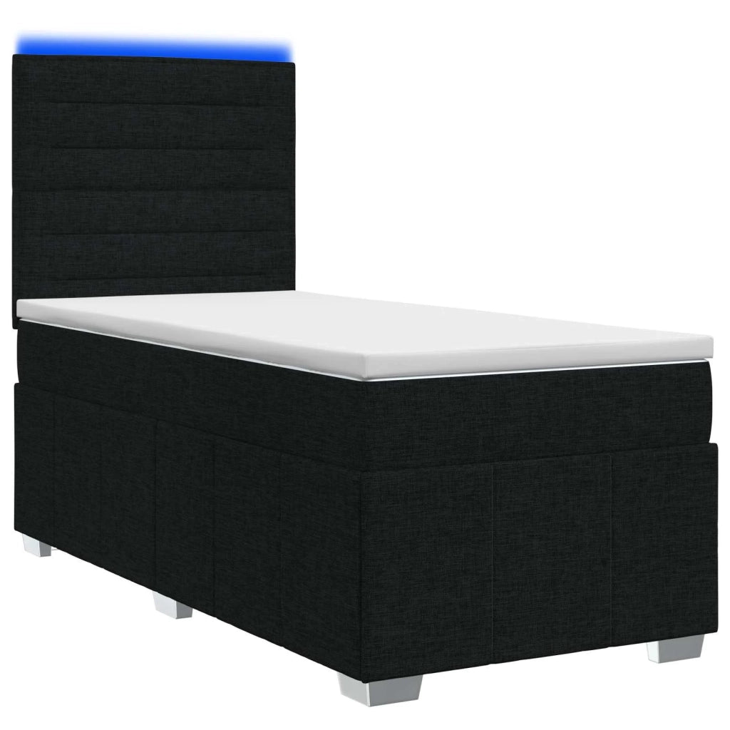Letto Box Spring LED con Materasso Nero 80 x 200 cm Tessuto 3455467