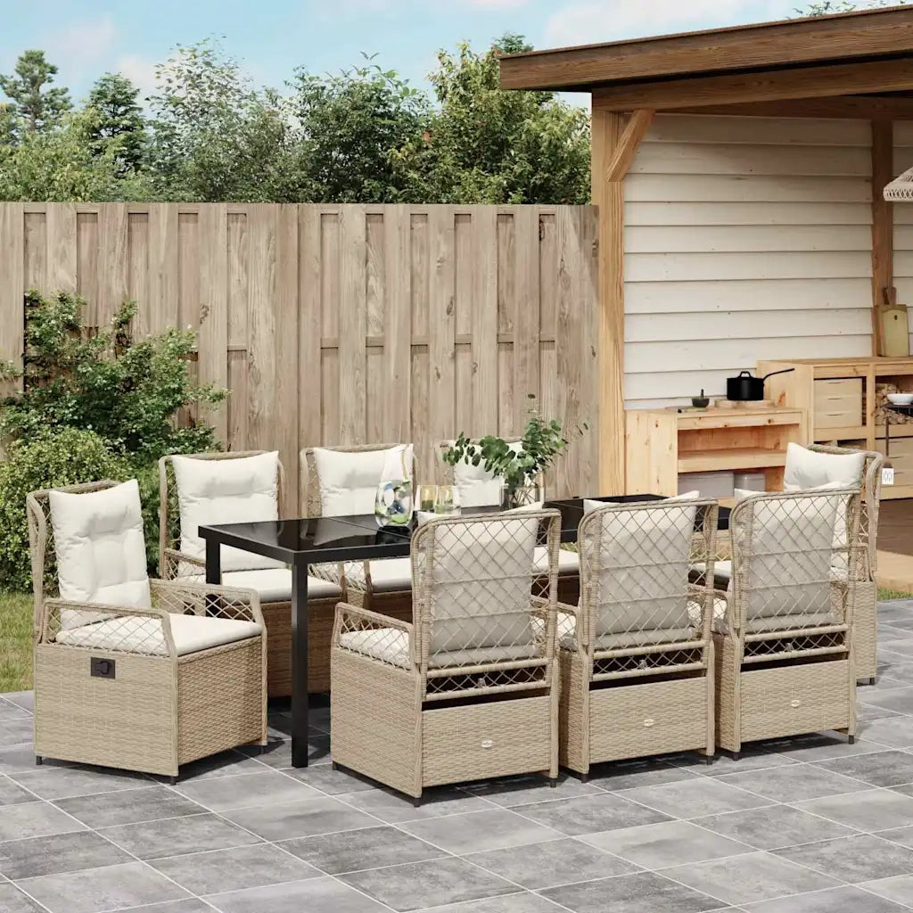 Set da Pranzo per Giardino 9 pcs Beige e Bianco Crema 3381015