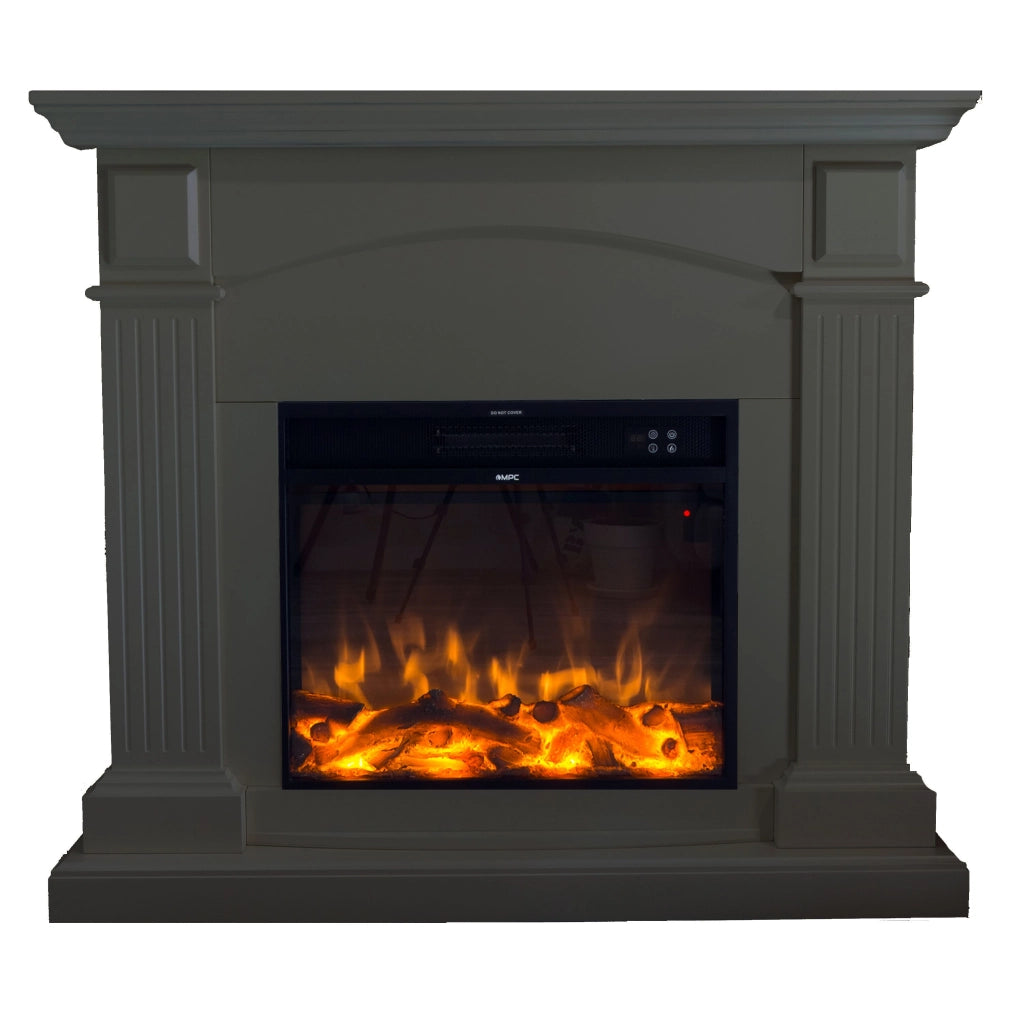 Camino Elettrico da Pavimento 113,7x102,2x28,2 cm Effetto Fiamma 1500W Sined Cetona Grigio
