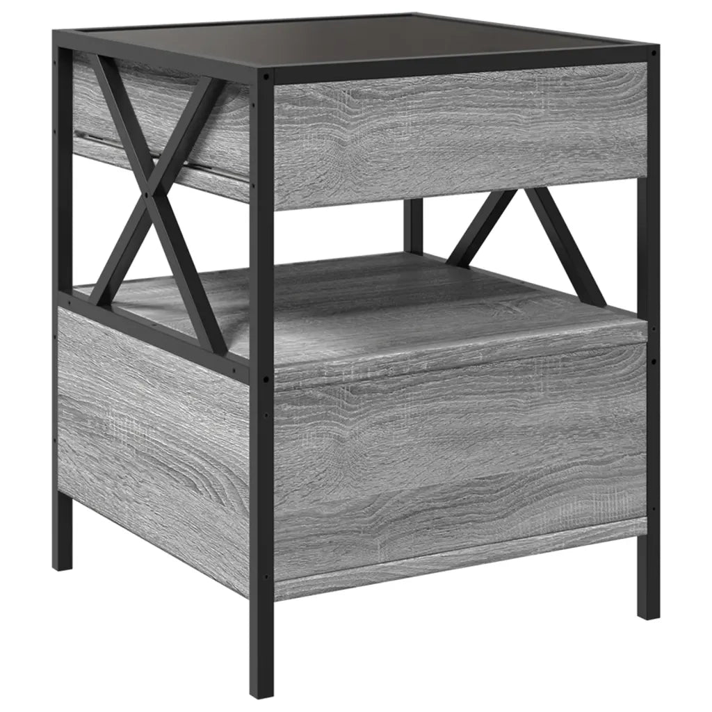 Comodino con LED Infinity Grigio Sonoma 40x40x51 cm 3284104
