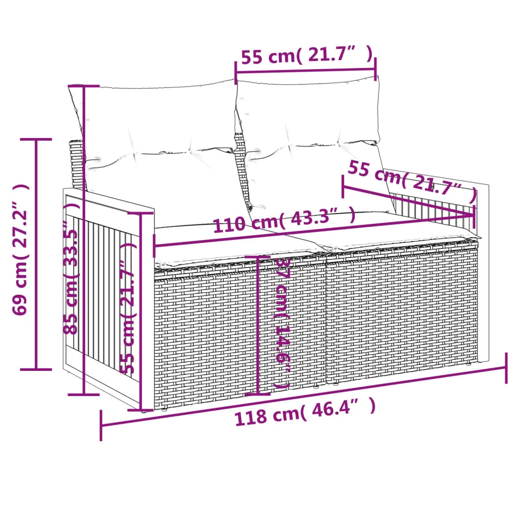 Set Divani da Giardino 7 pz con Cuscini Beige in Polyrattan 3227822