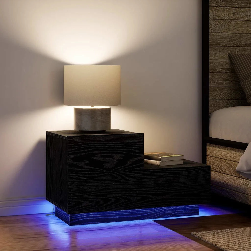 Armadio da Notte con cassetto Rovere Nero 70 x 36 x 40,5 cm 863065