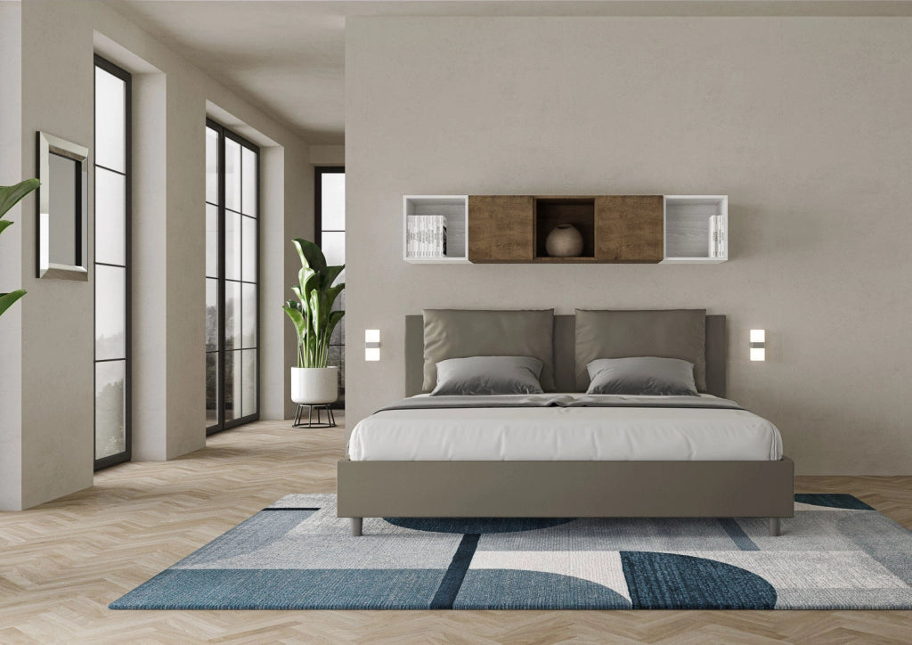 BS COM Letto con rete imbottito 180x210 similpelle cappuccino
