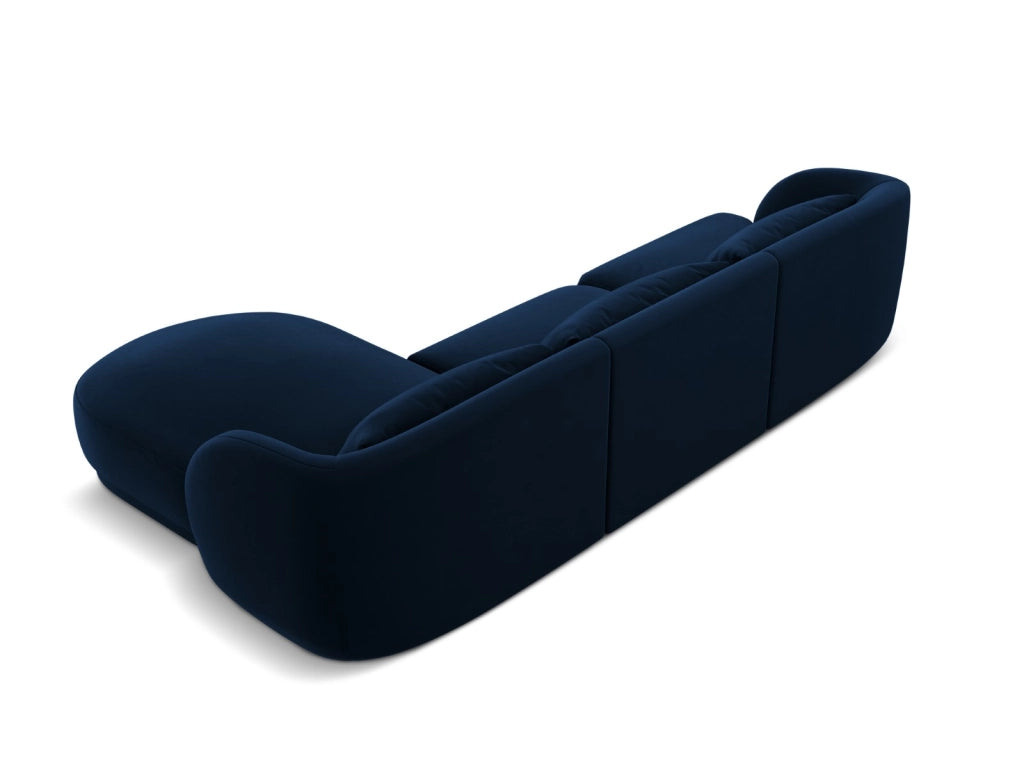 Cosmopolitan Design - Divano angolare destro "Tulum" 4 posti in velluto blu reale 