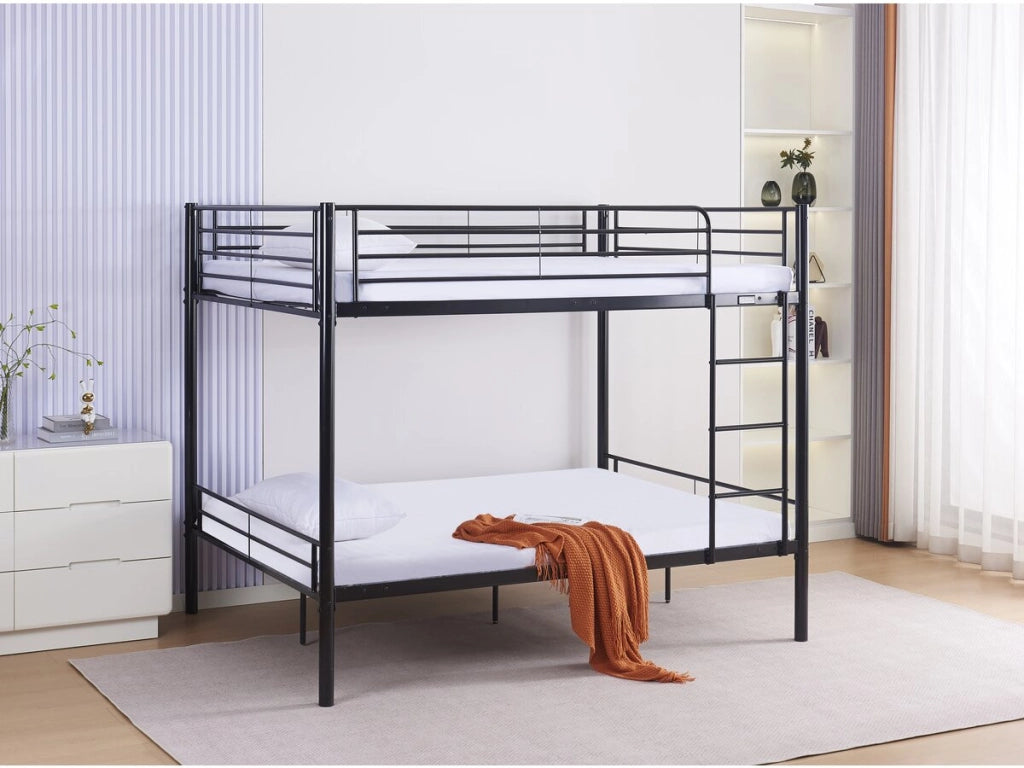 Letto a castello doppio "Adam" - Rete inclusa - 140 x 190 cm - Nero