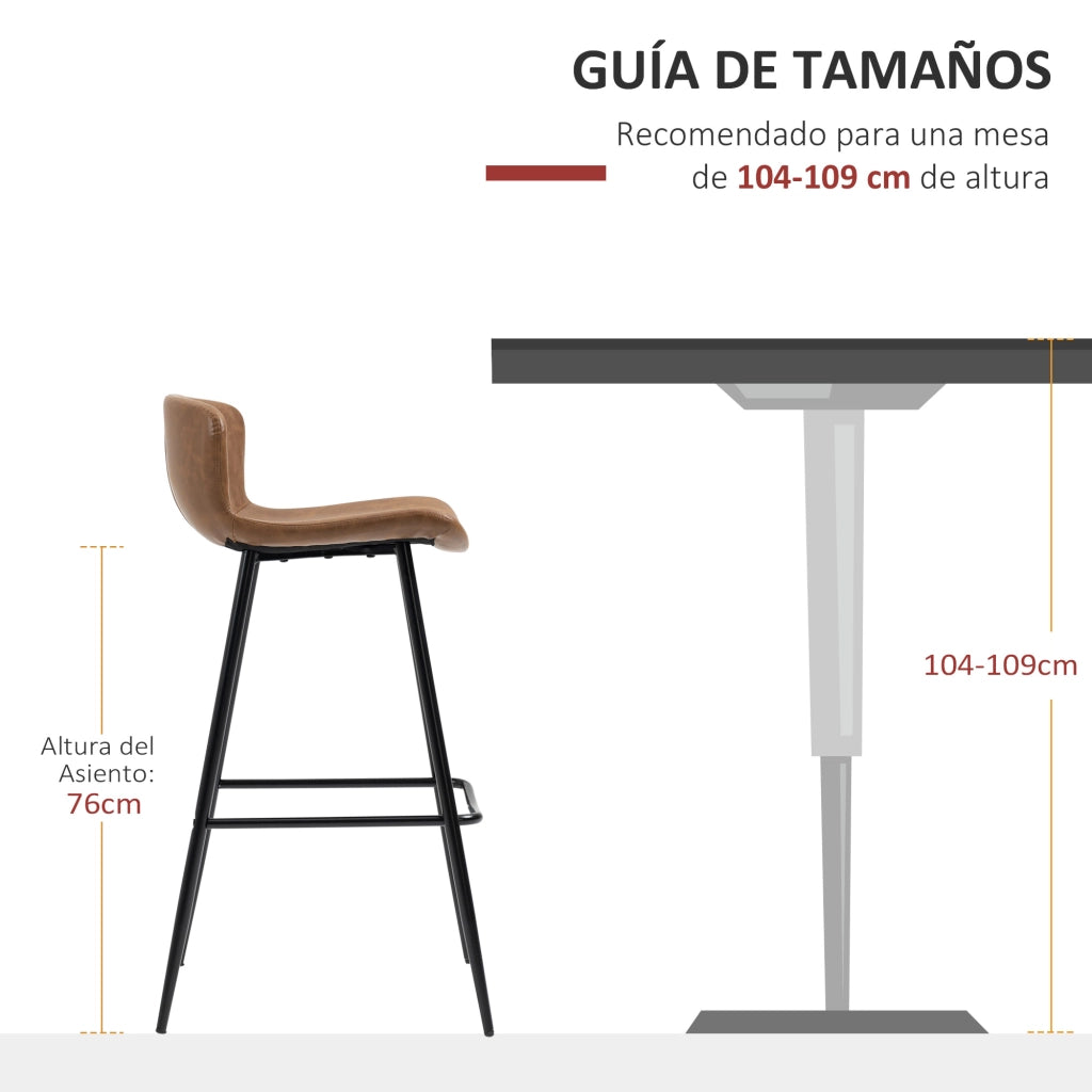 Sgabelli da Bar con Schienale Imbottito ¨C Minimal ¨C Marrone 2 Pezzi