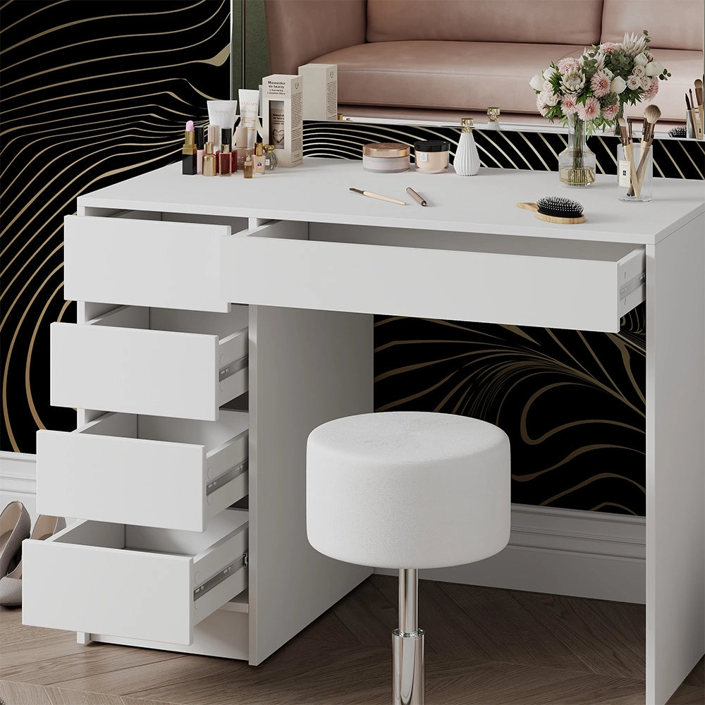 Vicco Tavolo da toilette Bianco 100 cm con sgabello