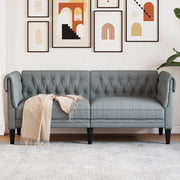 Divano Chesterfield a 2 Posti Grigio Chiaro in Tessuto 372547