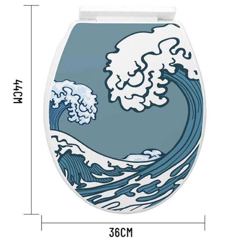 Trade Shop - Copriwater Universale In Plastica Super Resistente 44x36cm Decoro Onda Mare Surf -