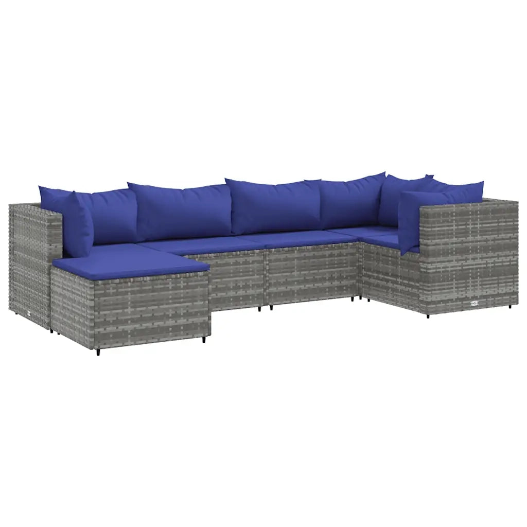 Set Divani da Giardino 6 pz con Cuscini in Polyrattan Grigio 3308215