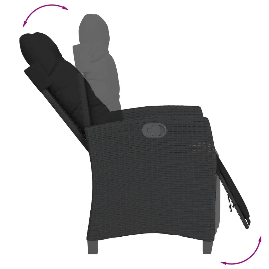 Set da Pranzo da Giardino 9 pz con Cuscini Nero in Polyrattan 3212670
